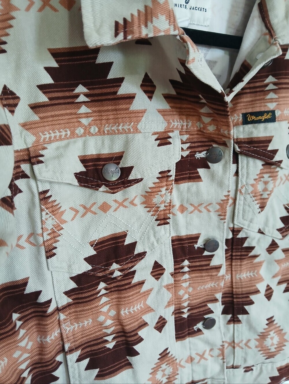 Wrangler Women's Aztec Print Jacket in Cream & Brown Southwestern Country  Boho - Picture 3 of 9